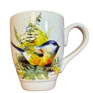 Spring Bluebird Mug Microwave and Dishwasher Safe~ Green inside Large Handle